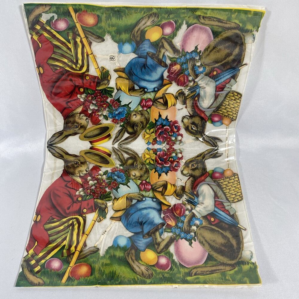 Easter Rabbit Embossed Vintage Die Cut Anthropomorphic Scrap PZB Germany #1076